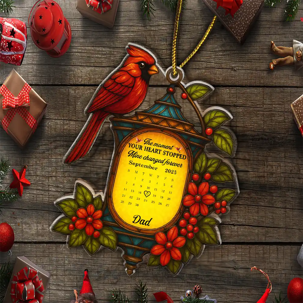 Calendar Memorial Christmas Lantern The Moment Your Heart Stopped - Personalized Custom Shaped Acrylic Ornament - Image 5