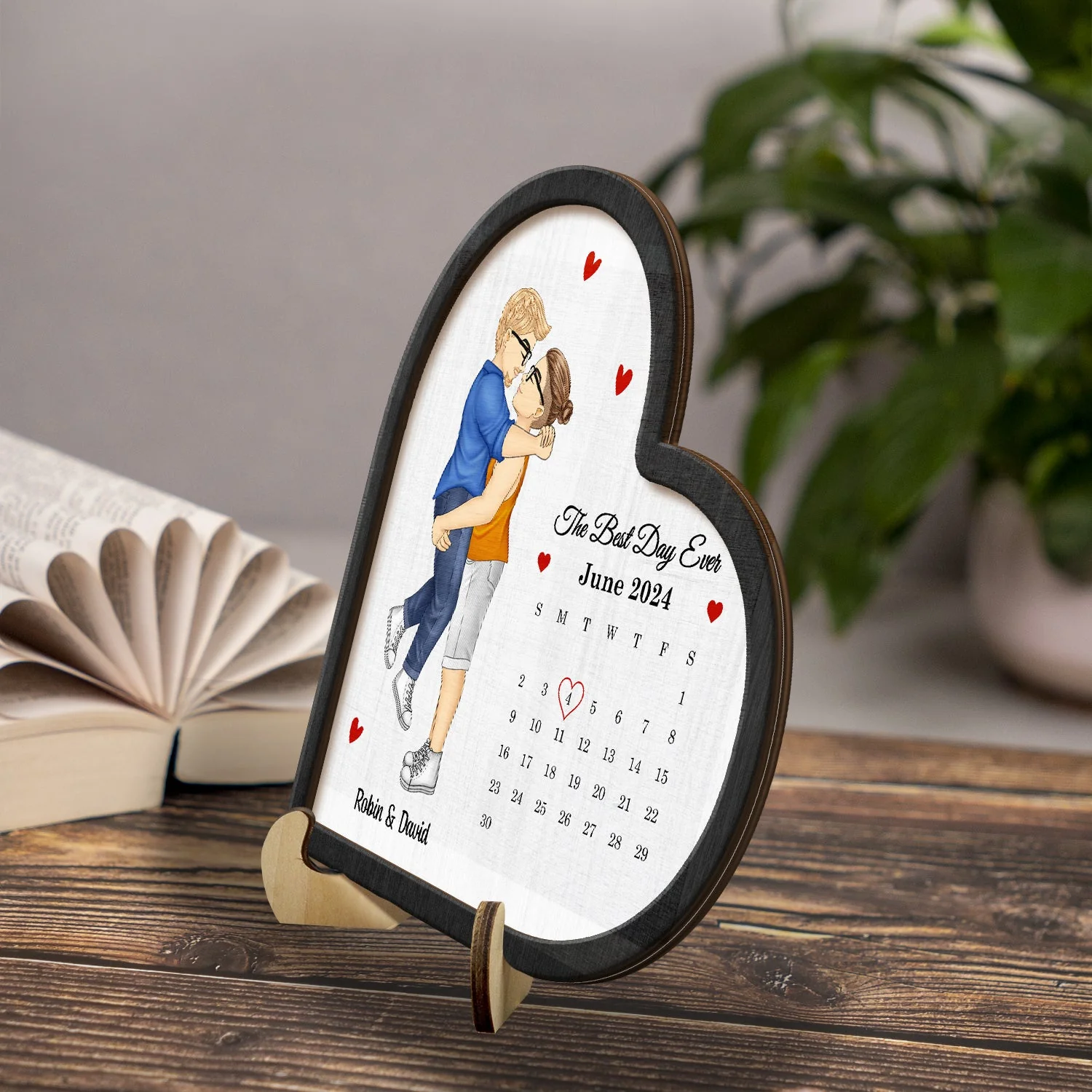 Calendar The Best Day Ever - Gift For Couples - Personalized 2-Layered Wooden Plaque - Image 3