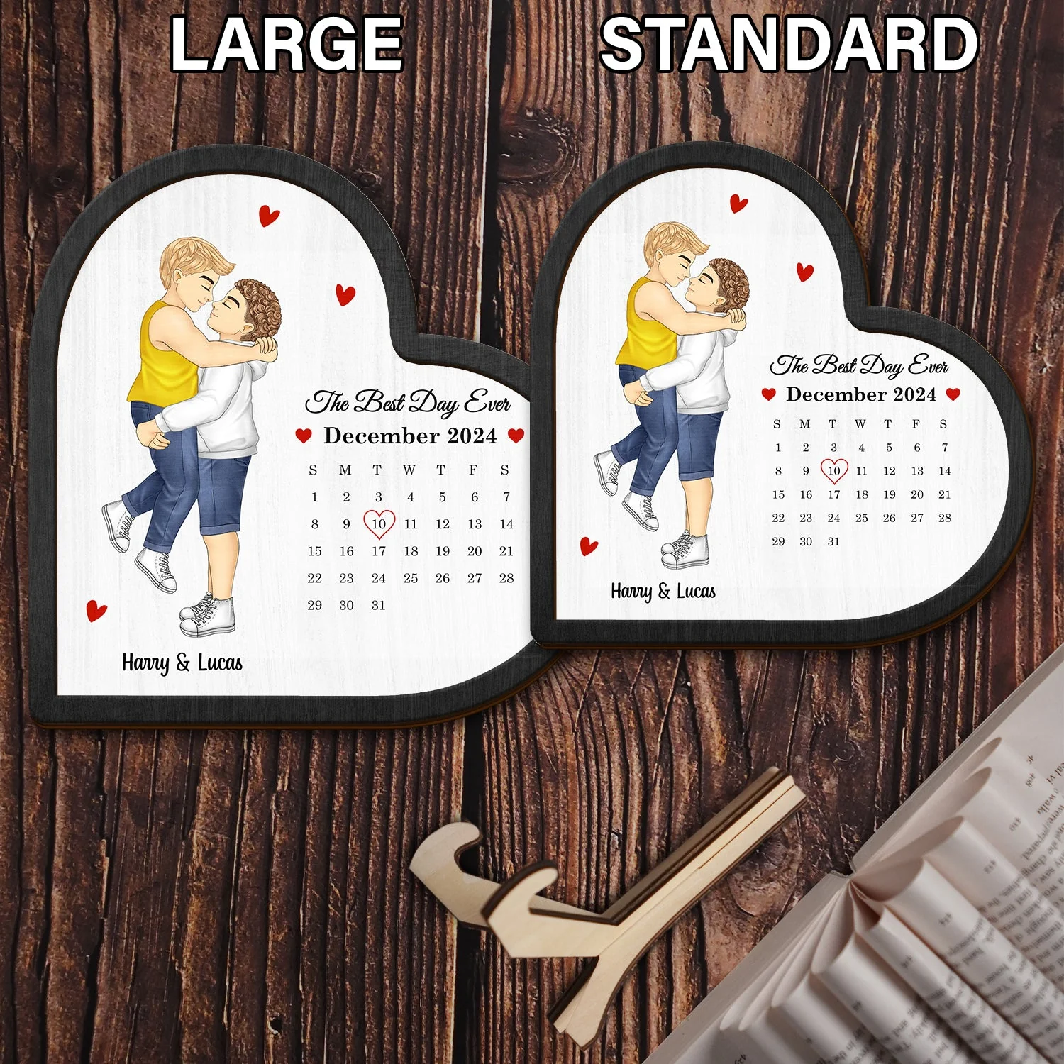 Calendar The Best Day Ever - Gift For Couples - Personalized 2-Layered Wooden Plaque - Image 6