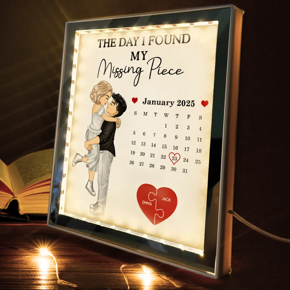 Calendar The Day I Found My Missing Piece - Personalized LED Mirror Frame Lamp - Image 3