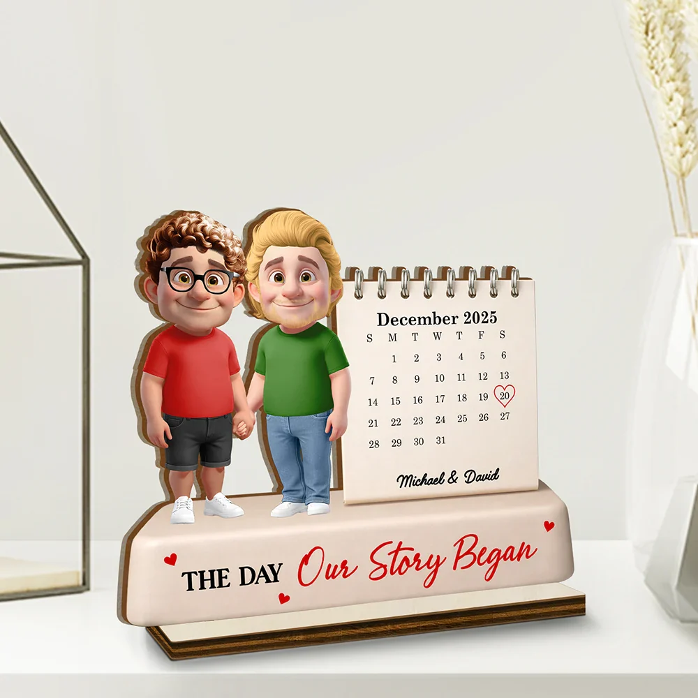 Calendar The Day Our Love Began - Personalized Custom Shaped 2-Layered Wooden Plaque - Image 2