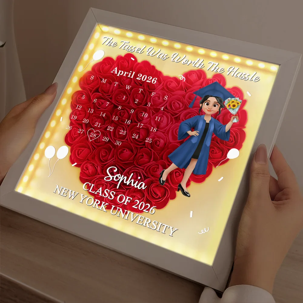 Calendar The Day The Journey Began - Personalized LED Light Flower Shadow Box - Image 2