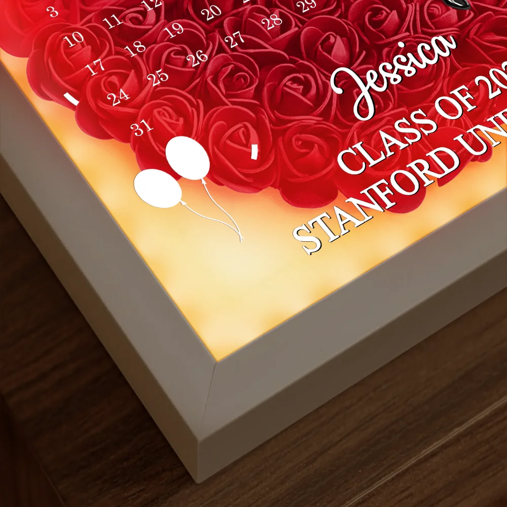 Calendar The Day The Journey Began - Personalized LED Light Flower Shadow Box - Image 5