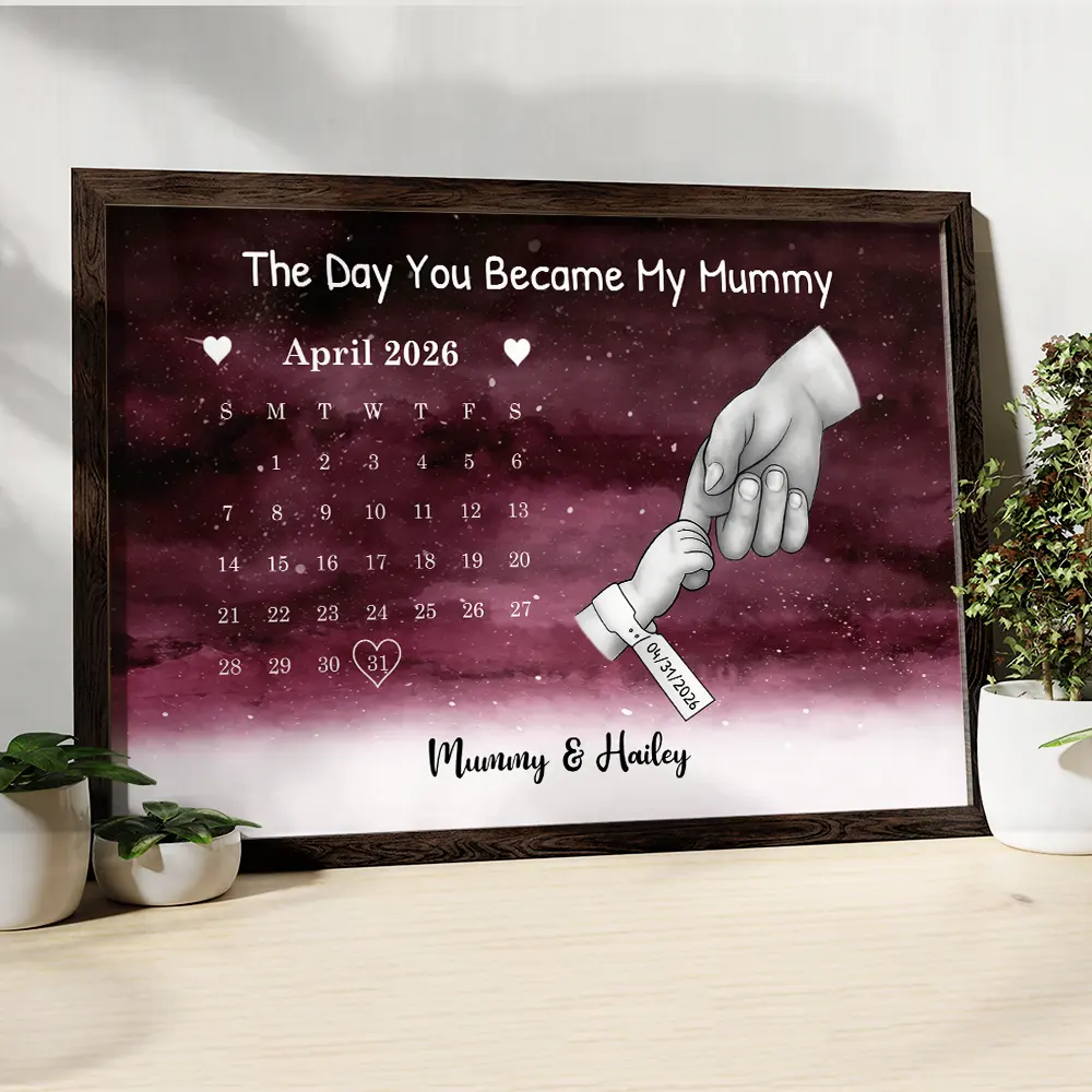 Calendar The Day You Became My Dad Mom Holding Hands - Personalized Poster - Image 4
