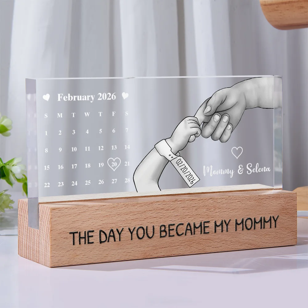 Calendar The Day You Became My Dad Mom - Personalized Rectangle LED Light - Image 2