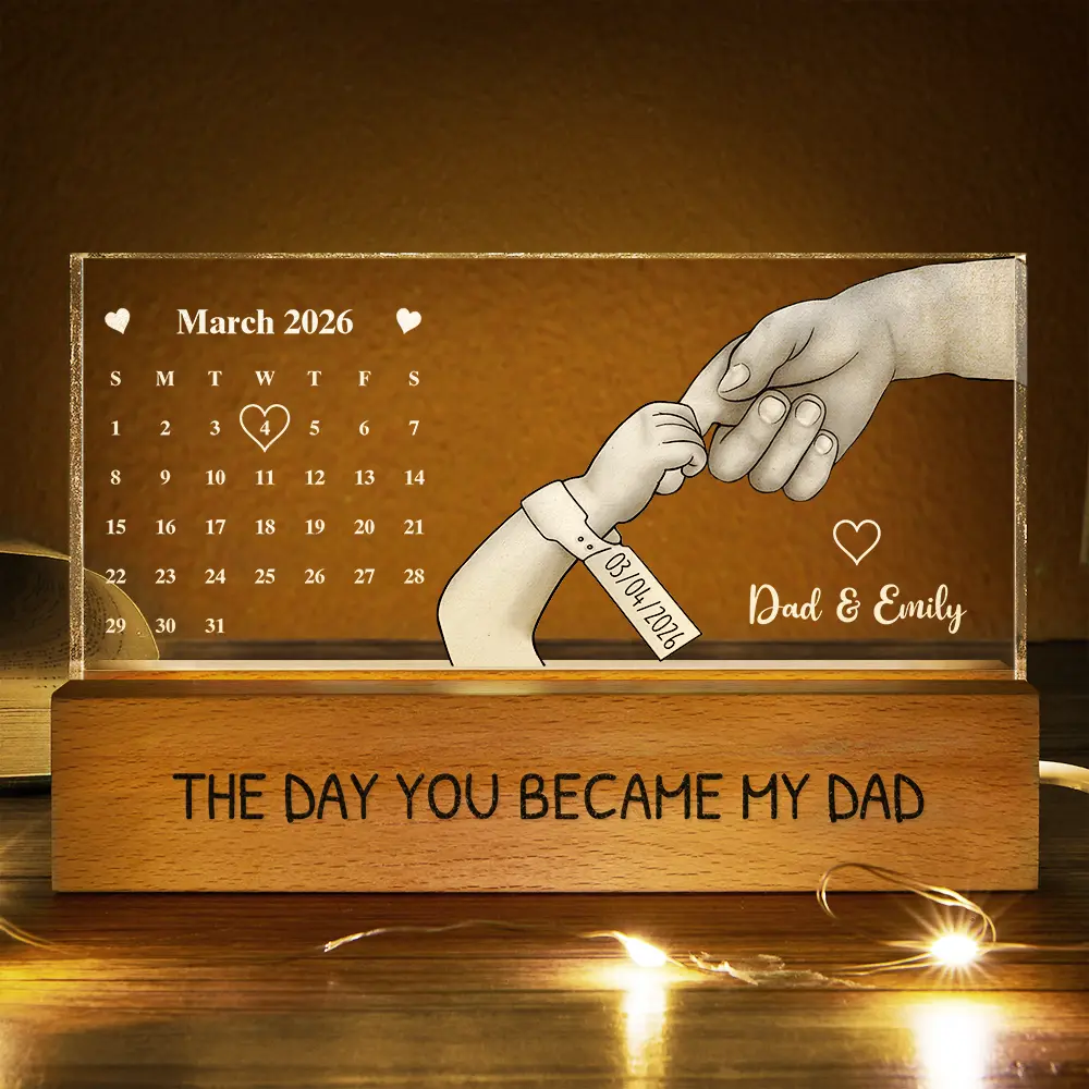 Calendar The Day You Became My Dad Mom - Personalized Rectangle LED Light - Image 3
