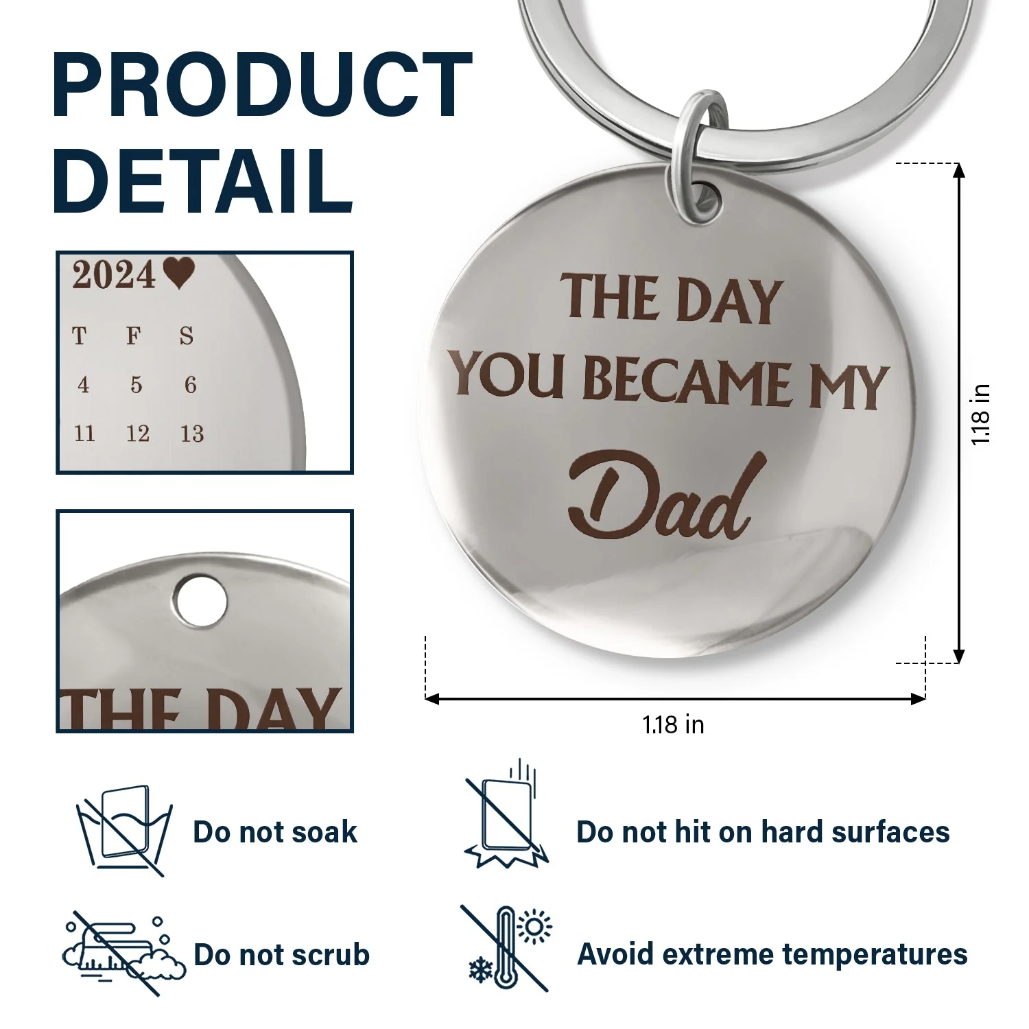 Calendar The Day You Became My Daddy Hand - Gift For Father - Personalized Keyring - Image 4