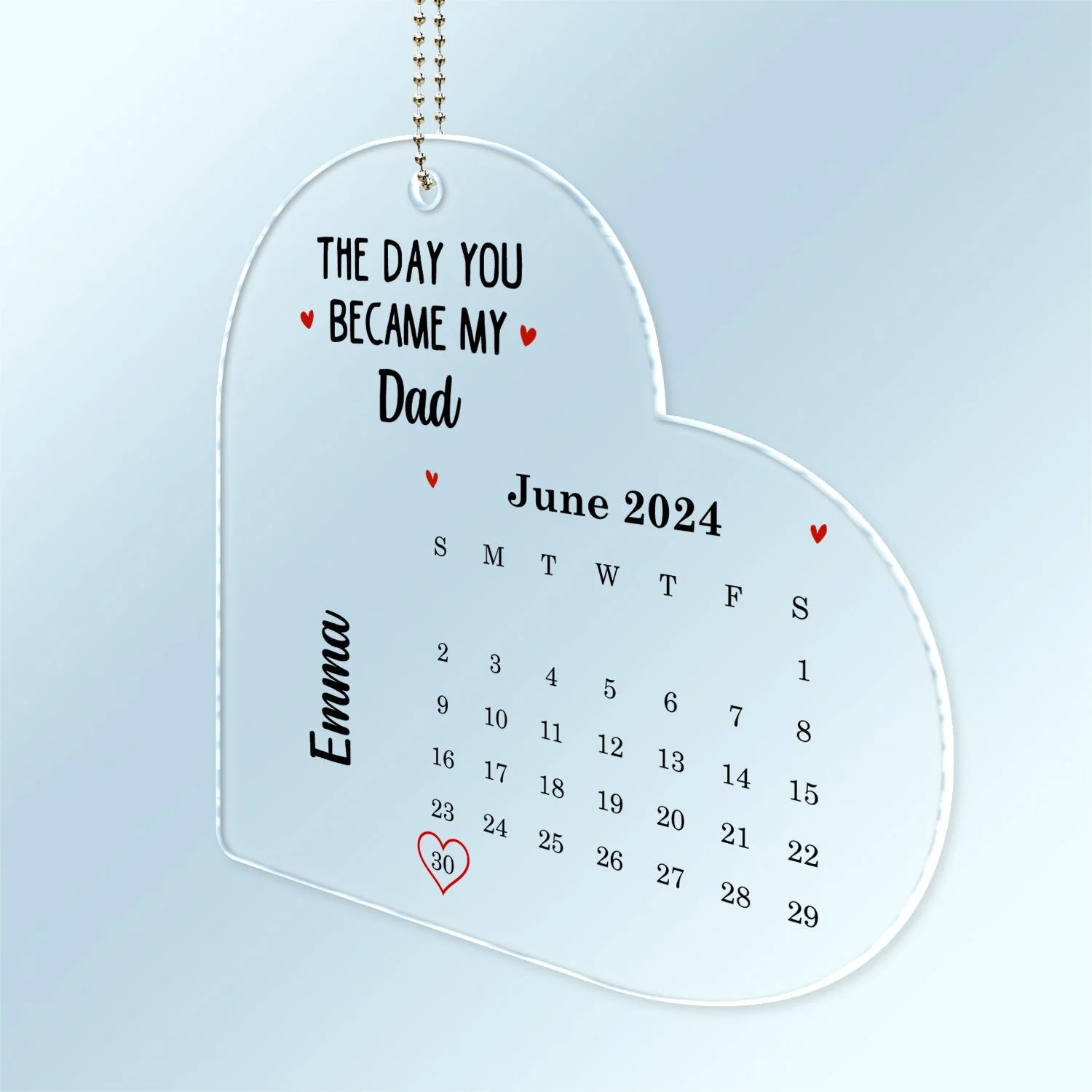 Calendar The Day You Became My Daddy Mommy - Gift For Mother, Father - Personalized Acrylic Car Hanger - Image 2