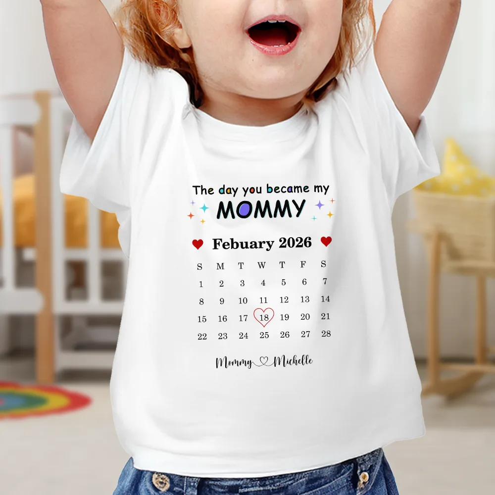 Calendar The Day You Became My Daddy Mommy - Personalized T Shirt - Image 5