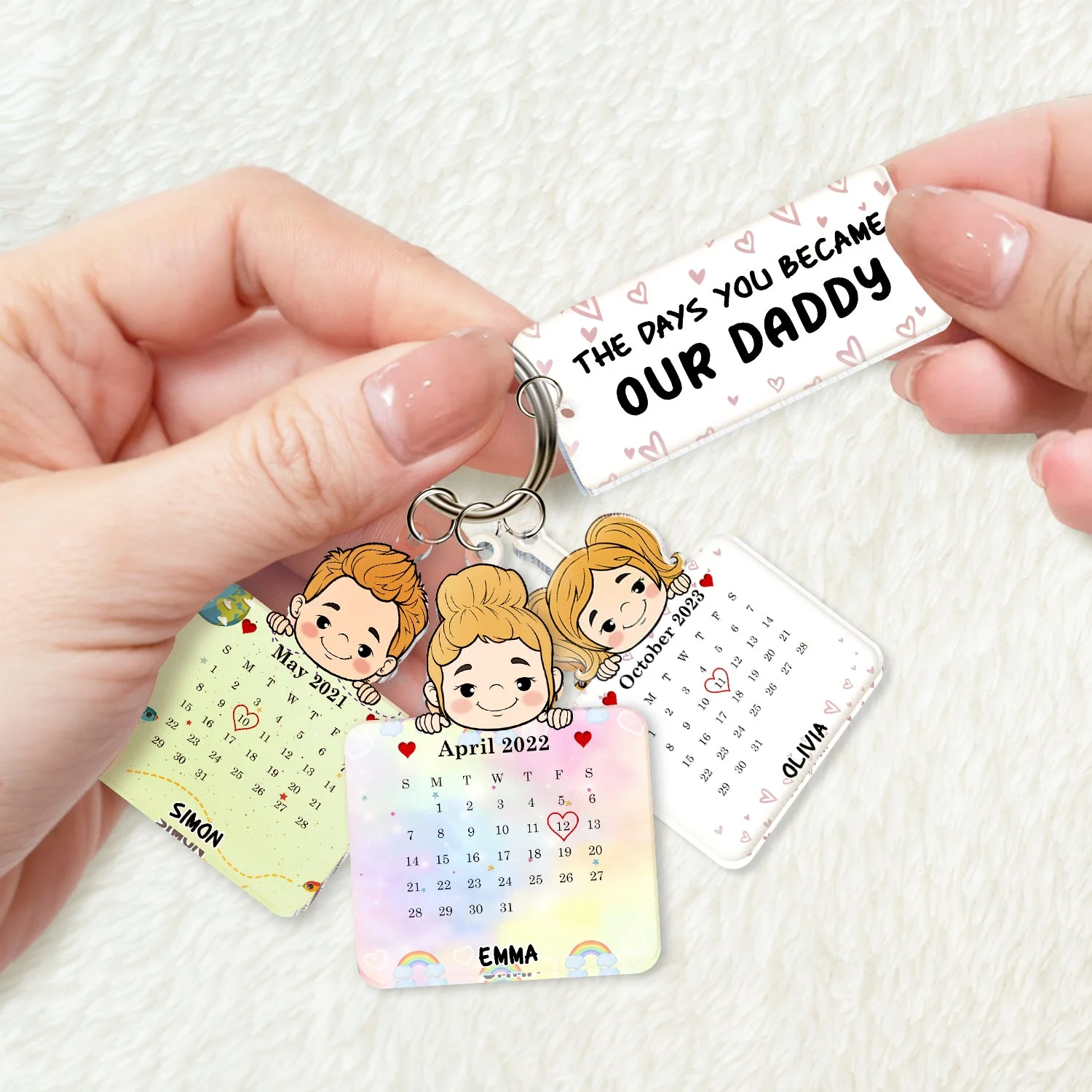 Calendar The Day You Became My Daddy - Personalized Acrylic Tag Keychain - Image 2