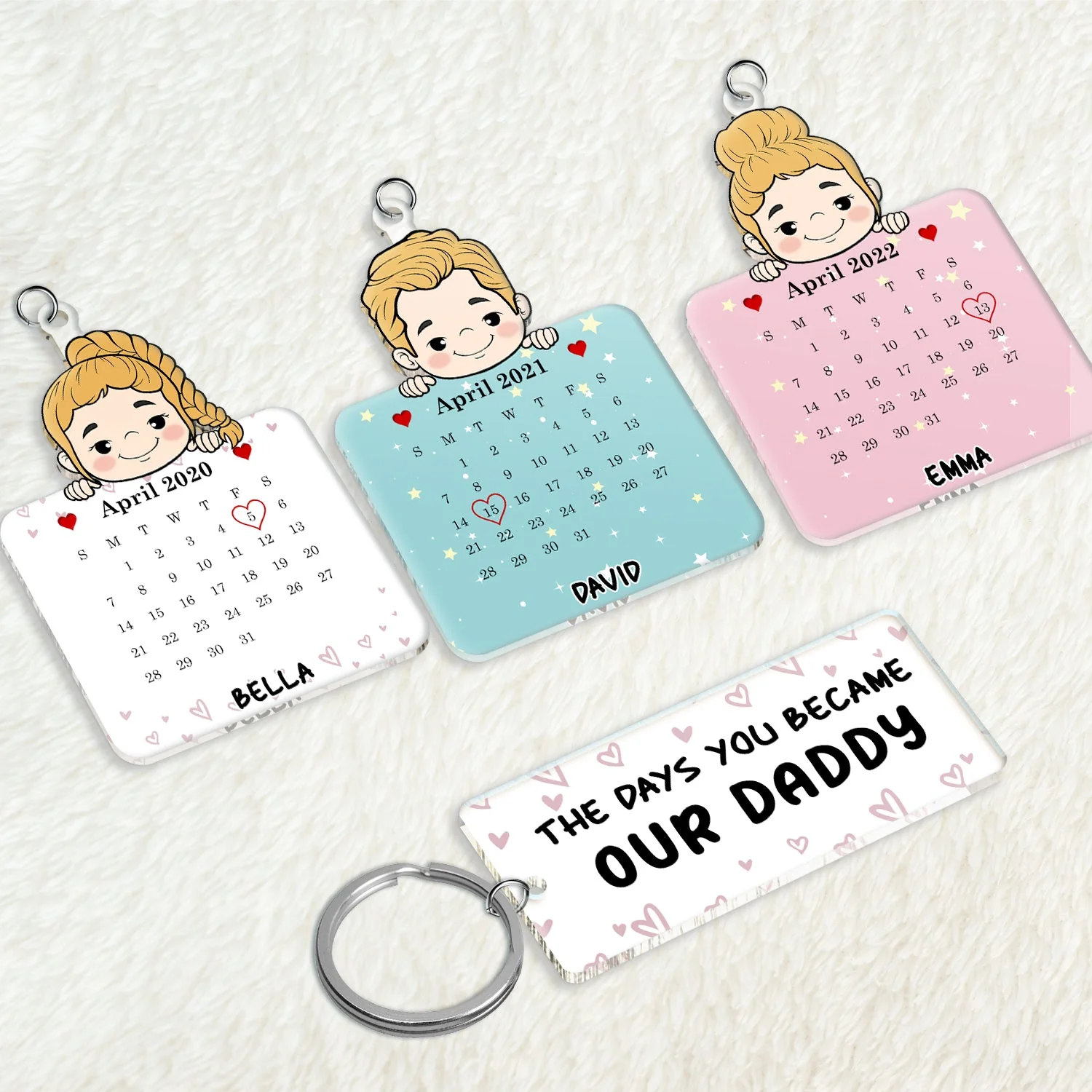 Calendar The Day You Became My Daddy - Personalized Acrylic Tag Keychain - Image 3