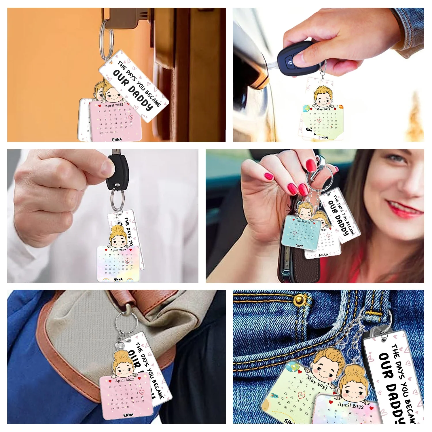 Calendar The Day You Became My Daddy - Personalized Acrylic Tag Keychain - Image 5