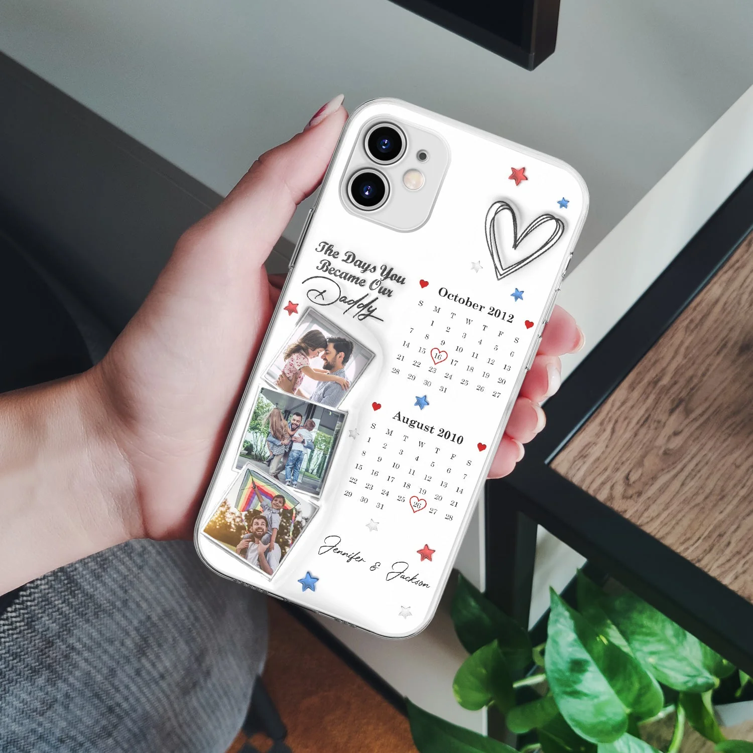 Calendar The Day You Became Our Daddy - Gift For Father - 3D Inflated Effect Printed, Personalized Clear Phone Case - Image 4