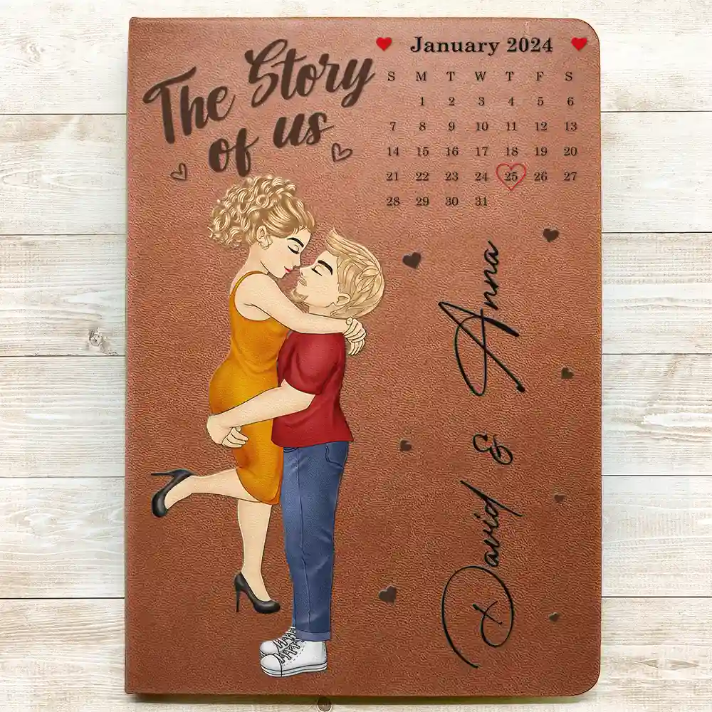 Calendar The Story Of Us Couples - Personalized Leather Journal - Image 3