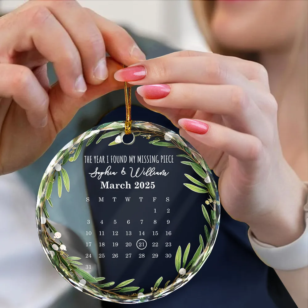 Calendar Where Our Story Began - Personalized Circle Glass Ornament - Image 4