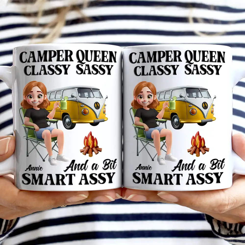 Camper Queen Classy Sassy 3D Effect - Personalized Mug - Image 2