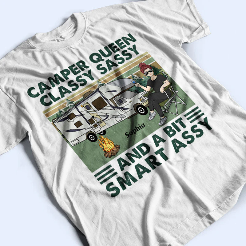 Camper Queen Classy Sassy - Gift For Camping Lovers - Personalized Custom T Shirt - Image 3