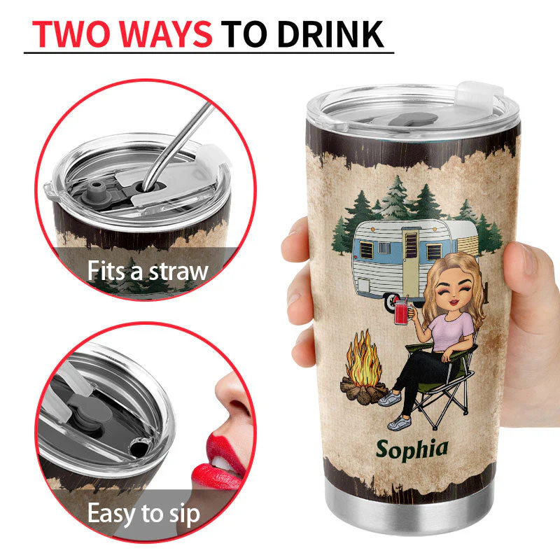 Camper Queen Classy Sassy - Gift For Camping Lovers - Personalized Custom Tumbler - Image 4