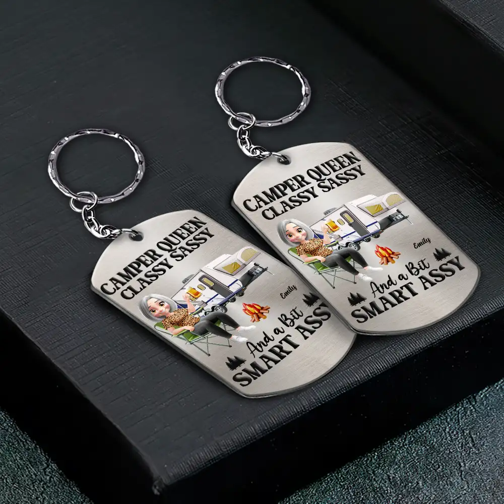 Camper Queen Classy Sassy - Personalized Aluminum Keychain - Image 2