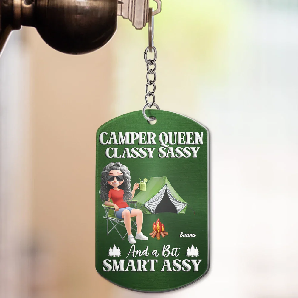 Camper Queen Classy Sassy - Personalized Aluminum Keychain - Image 3