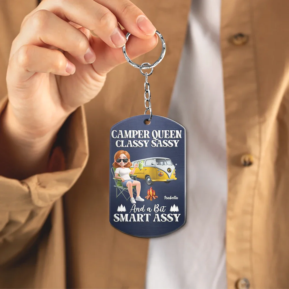 Camper Queen Classy Sassy - Personalized Aluminum Keychain - Image 4