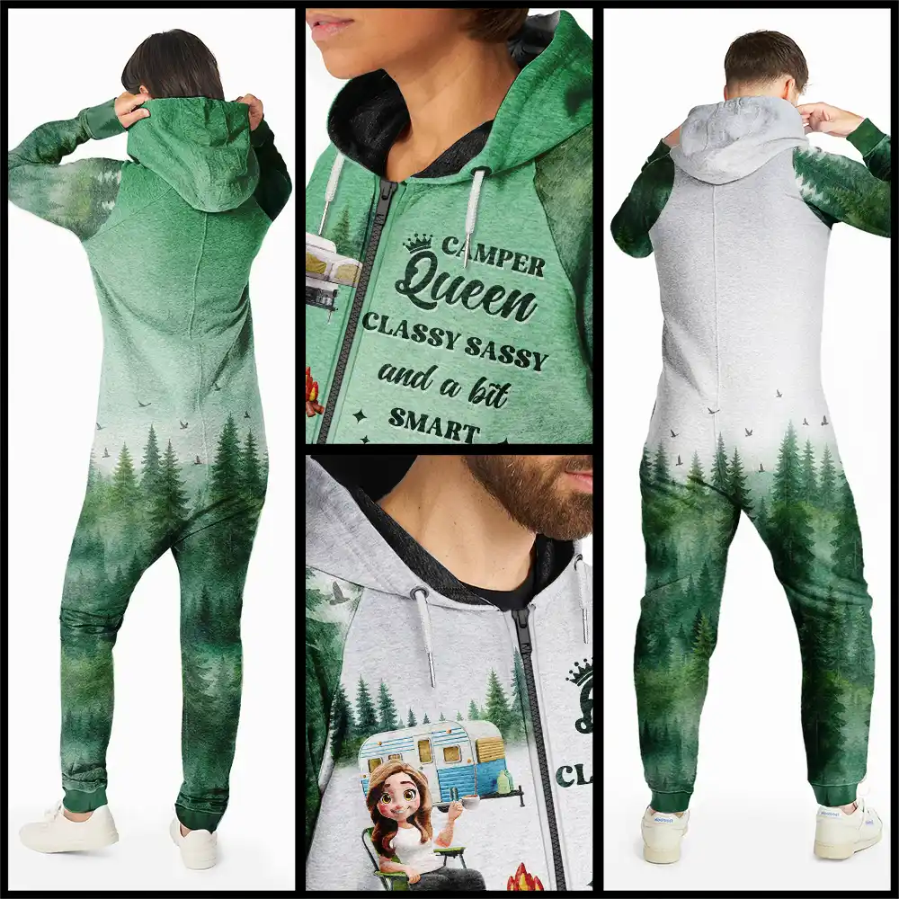 Camper Queen Classy Sassy - Personalized Overall Onesie Hooded Jumpsuit - Image 4