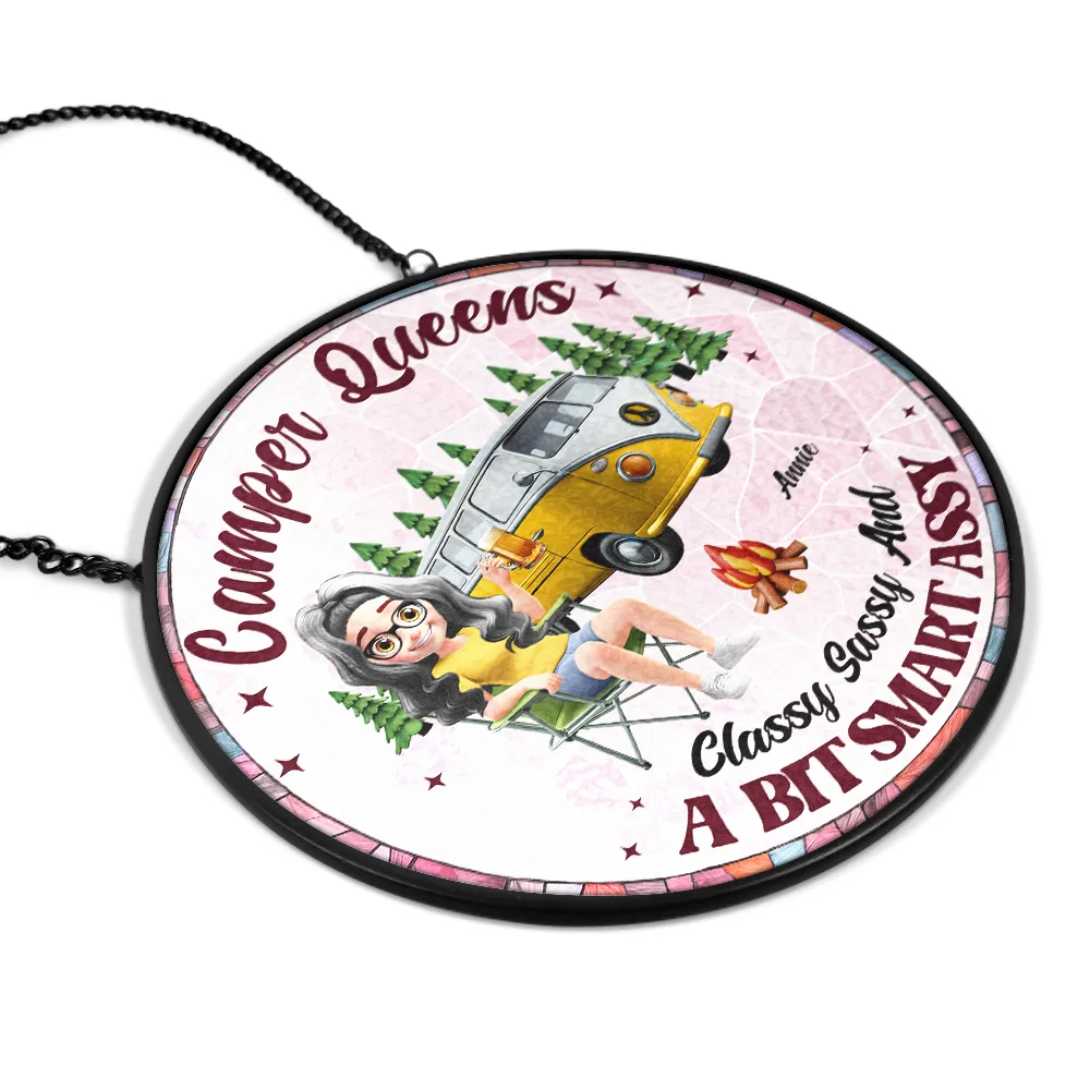Camper Queen Classy Sassy - Personalized Stained Glass Window Hanging Suncatcher - Image 2