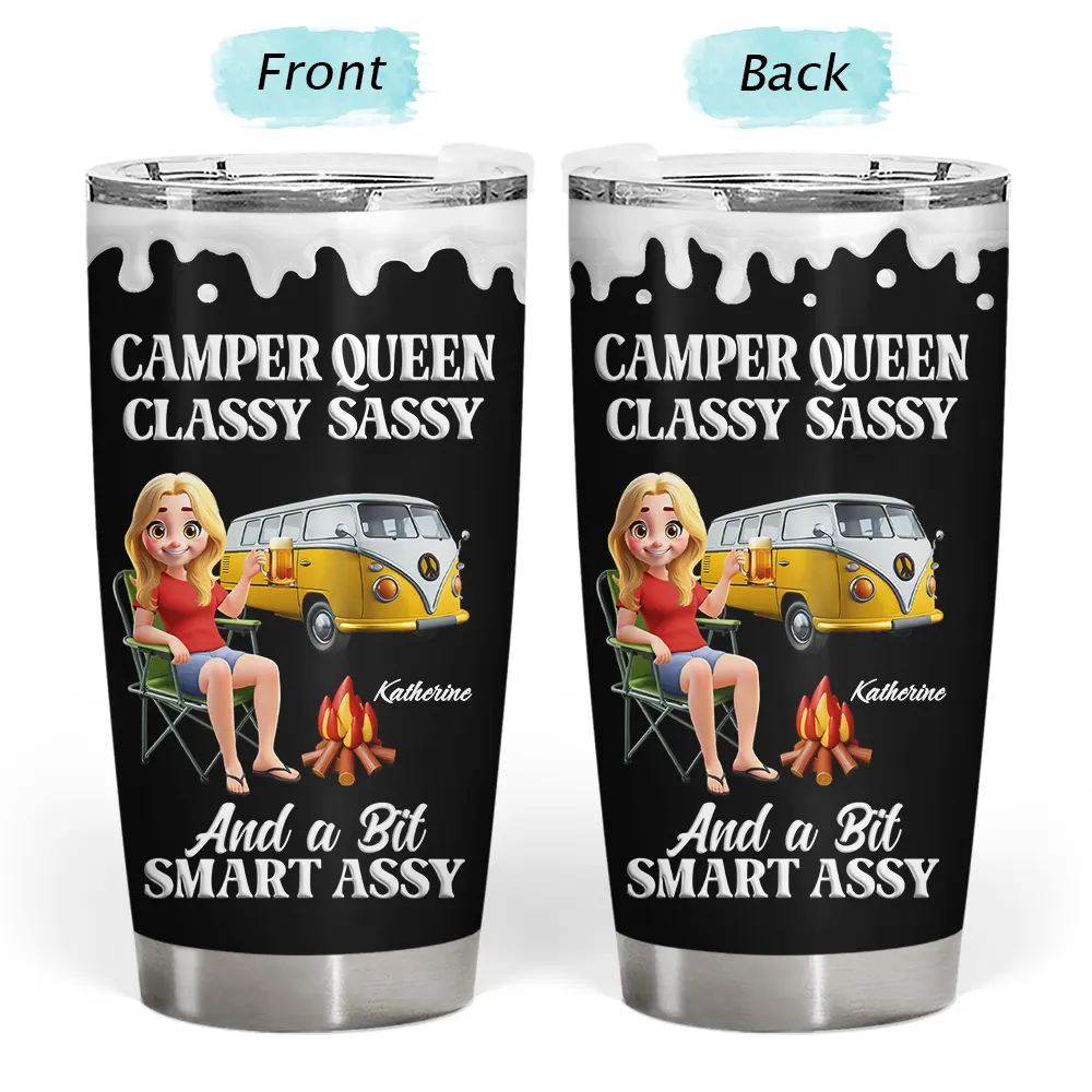 Camper Queen Classy Sassy - Personalized Tumbler - Image 3