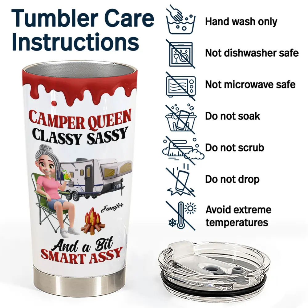 Camper Queen Classy Sassy - Personalized Tumbler - Image 5