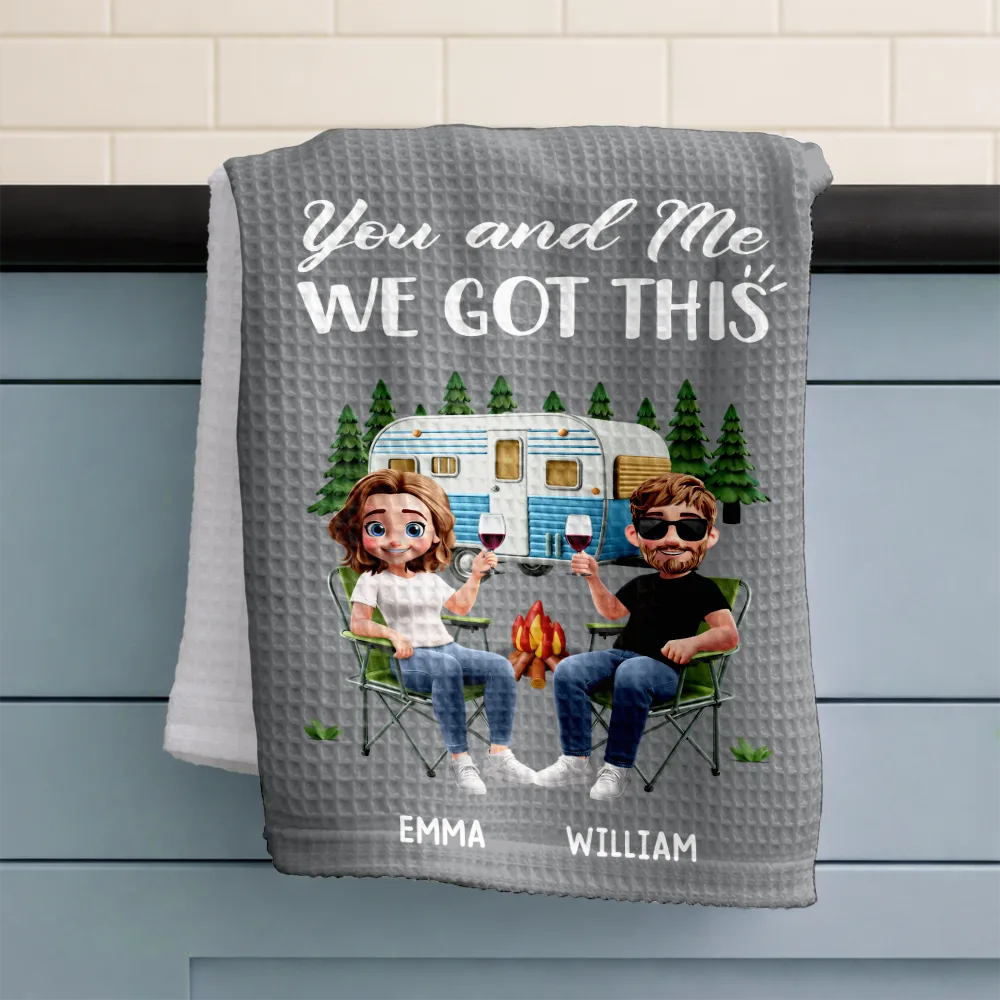Camper Sweet Camper Camping Couple - Personalized Kitchen Towel - Image 3