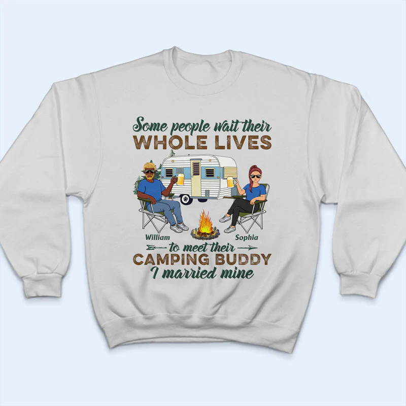 Camping Buddy I Married Mine Camping Couple - Couple Gift - Personalized Custom T Shirt - Image 5