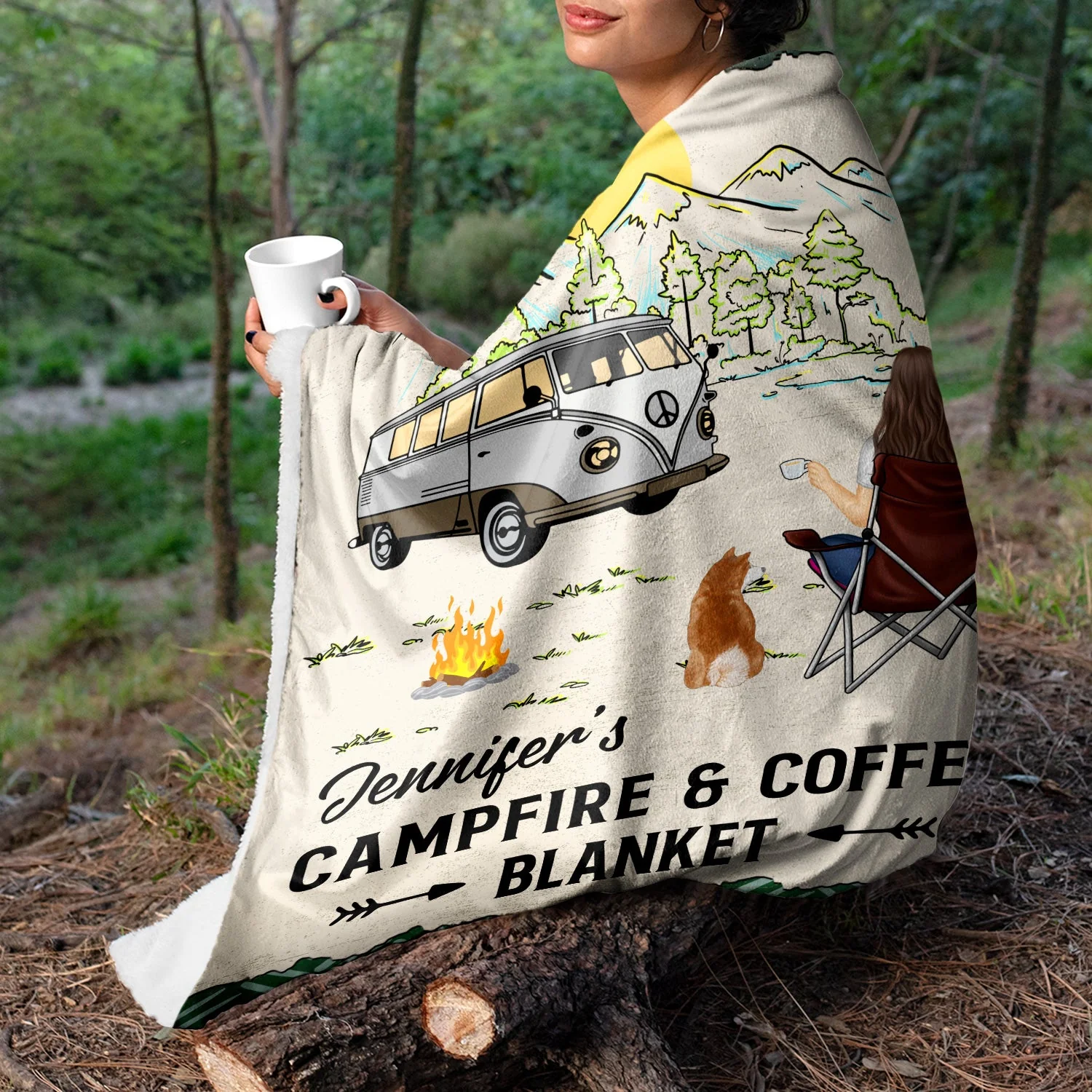 Camping Campfire & Beer Blanket - Gift For Camping Lovers - Personalized Fleece Blanket - Image 3
