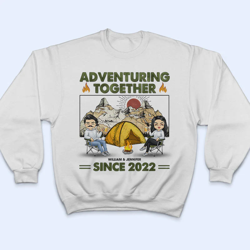 Camping Couple Adventuring Together Since - Gift For Couple - Personalized Custom T Shirt - Image 5