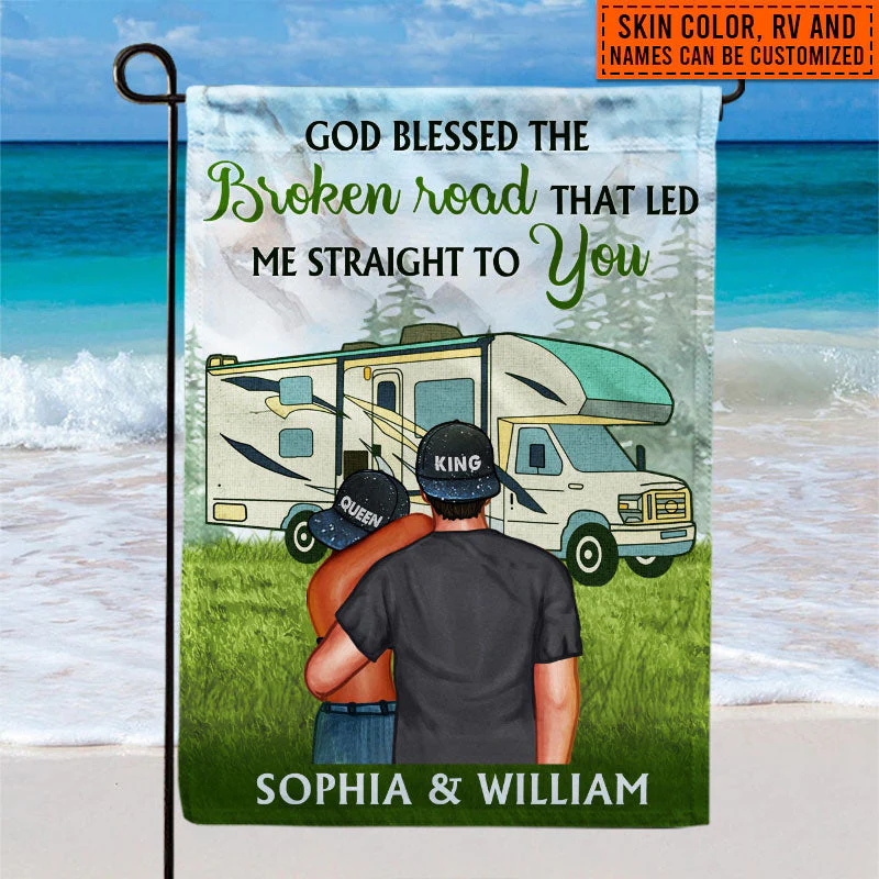 Camping Couple Campers Travelers God Blessed Custom Flag - Image 6