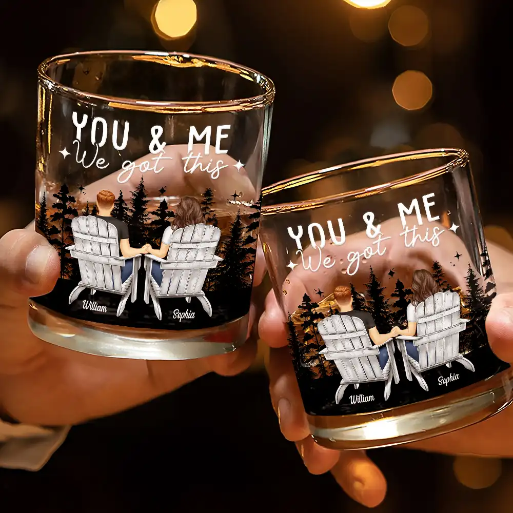 Camping Couple For The Rest Of Our Lives - Personalized Whiskey Glass - Image 3