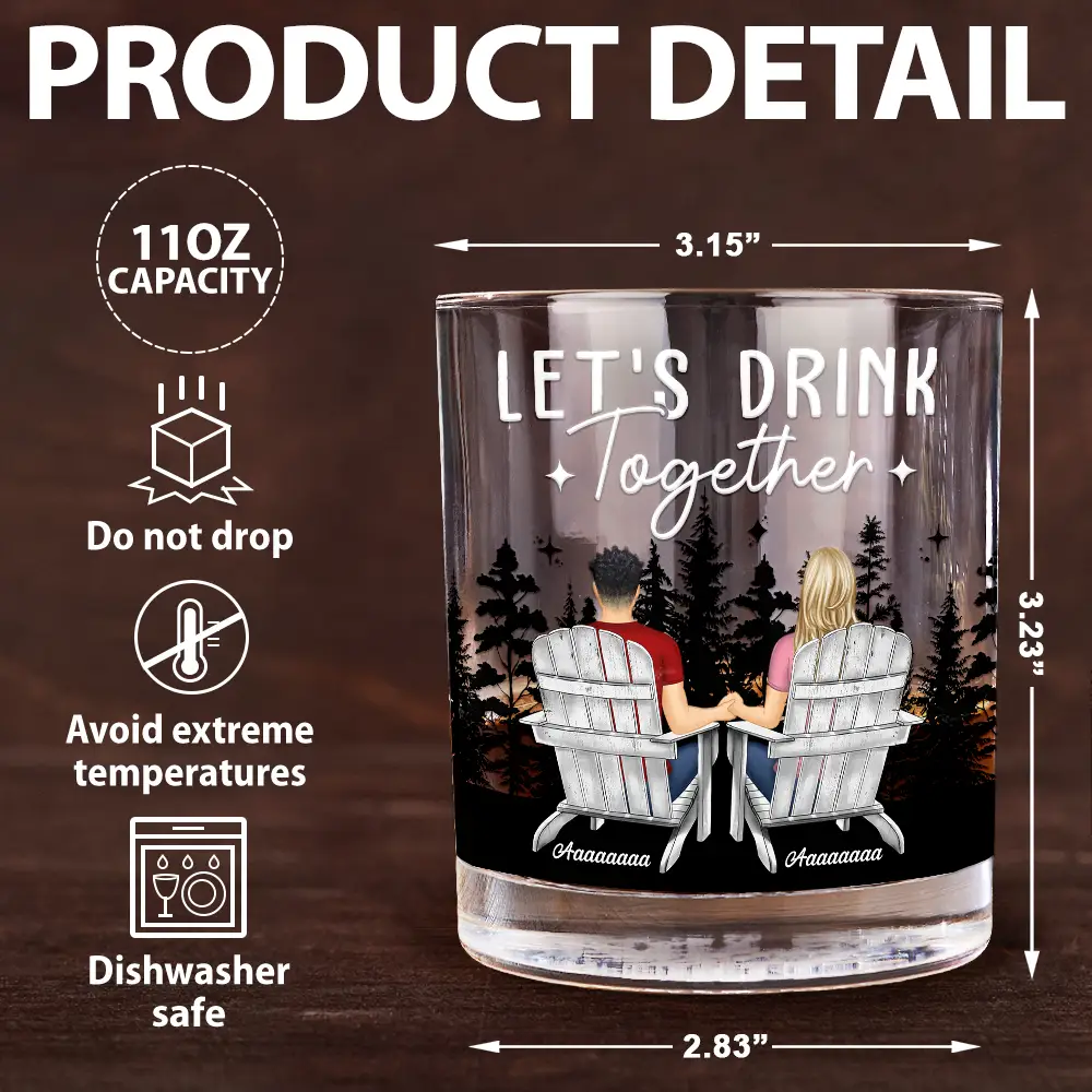 Camping Couple For The Rest Of Our Lives - Personalized Whiskey Glass - Image 5