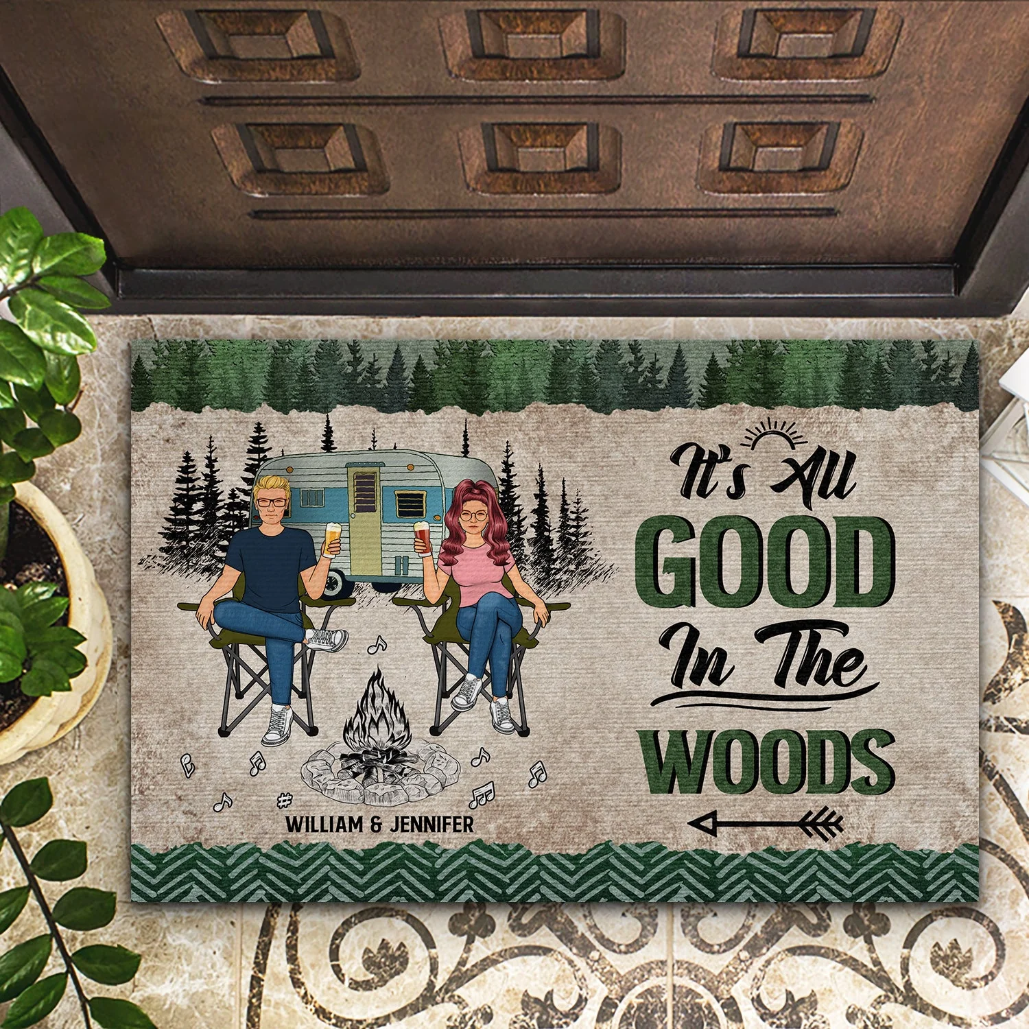 Camping Couple It's All Good - Personalized Custom Doormat - Image 2