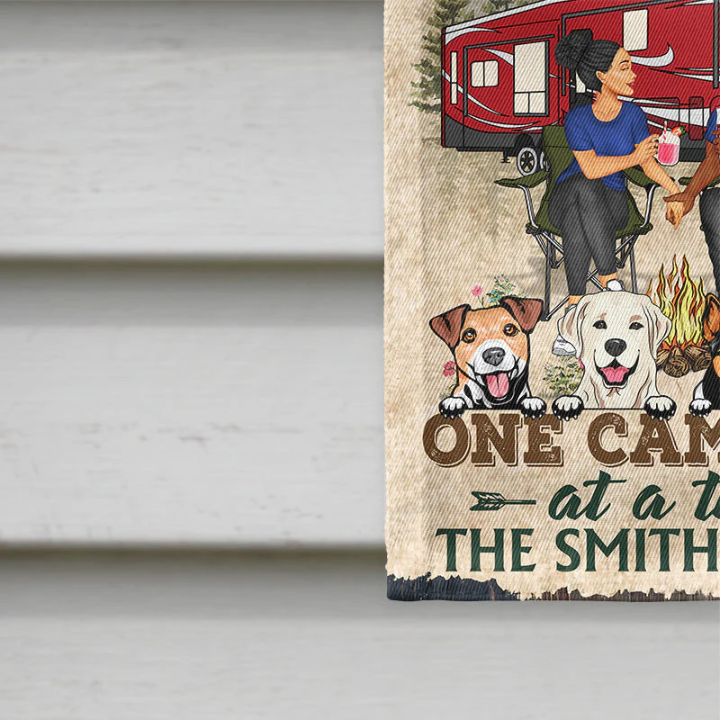 Camping Couple Making Memories One Campsite At A Time - Gift For Dog Lovers - Personalized Custom Flag - Image 4