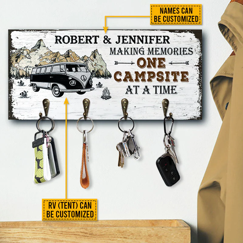 Camping Couple Making Memories Personalized Custom Wood Key Holder - Image 3