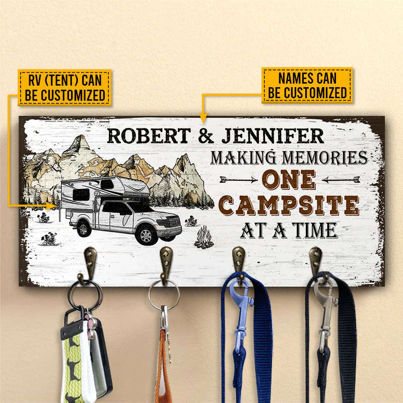 Camping Couple Making Memories Personalized Custom Wood Key Holder - Image 4
