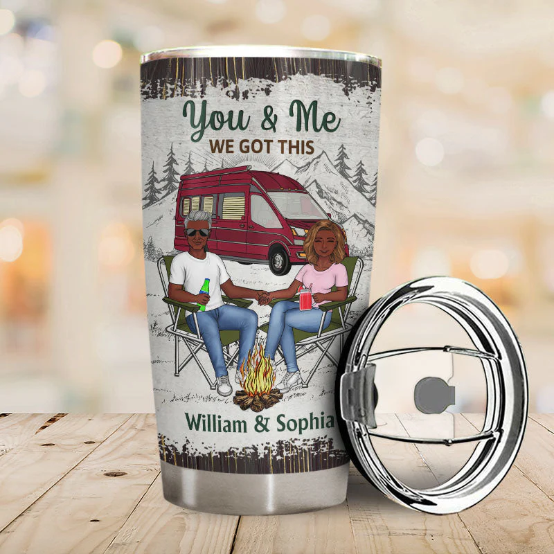 Camping Couple The Day I Met You - Couple Gift - Personalized Custom Tumbler - Image 2