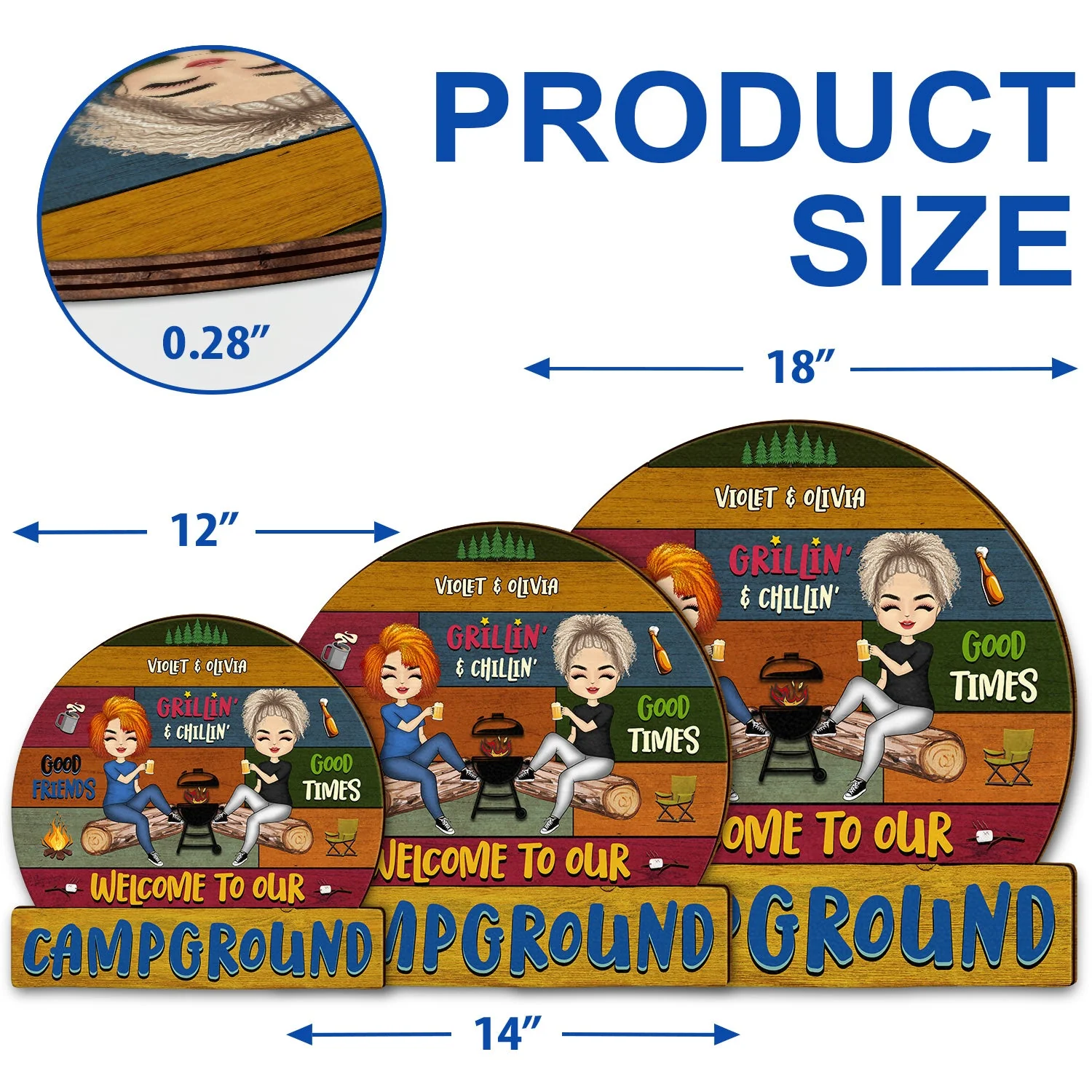 Camping Couple Welcome To Our Campsite - Gift For Camping Couple - Personalized Custom Shaped Wood Sign - Image 5