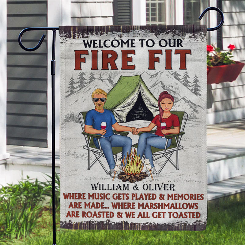 Camping Family Couple Where Music Gets Played And Memories Are Made - Gift For Couples - Personalized Custom Flag - Image 3