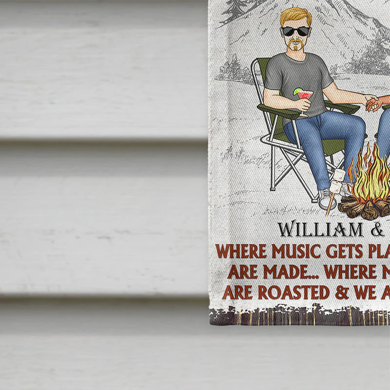 Camping Family Couple Where Music Gets Played And Memories Are Made - Gift For Couples - Personalized Custom Flag - Image 4