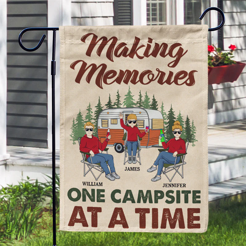 Camping Family Making Memories One Campsite At A Time - Personalized Custom Flag - Image 3
