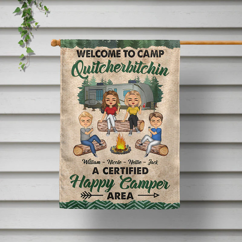 Camping Friends Warning We Are Drinking Again Campsite - Personalized Custom Flag - Image 2
