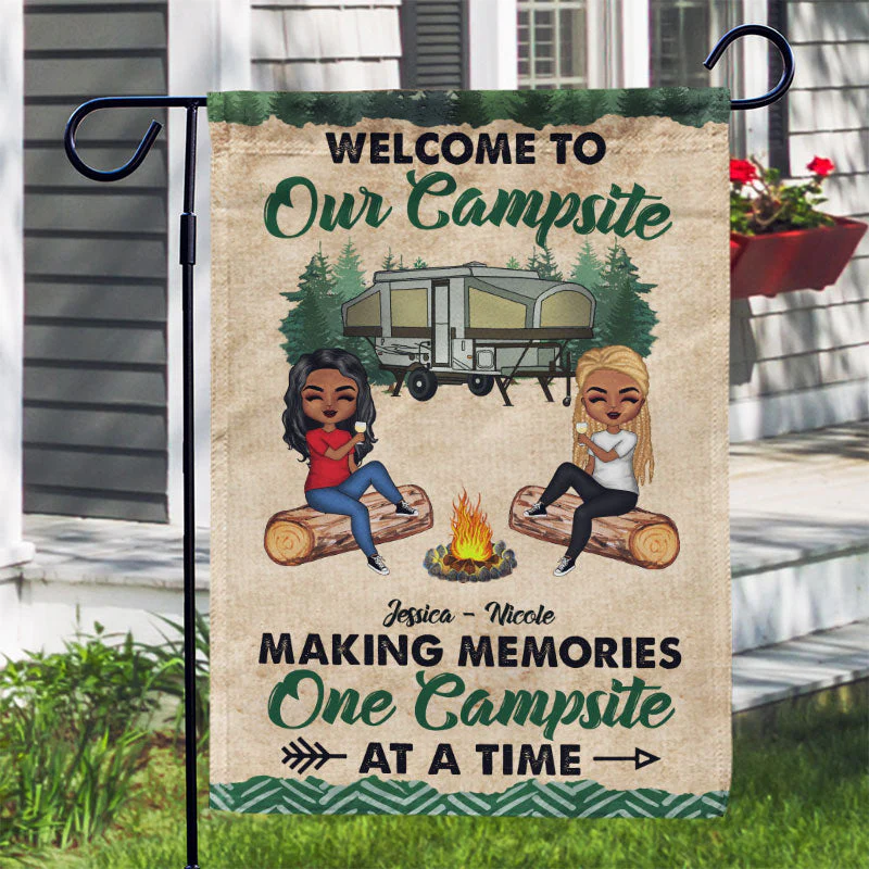 Camping Friends Warning We Are Drinking Again Campsite - Personalized Custom Flag - Image 3