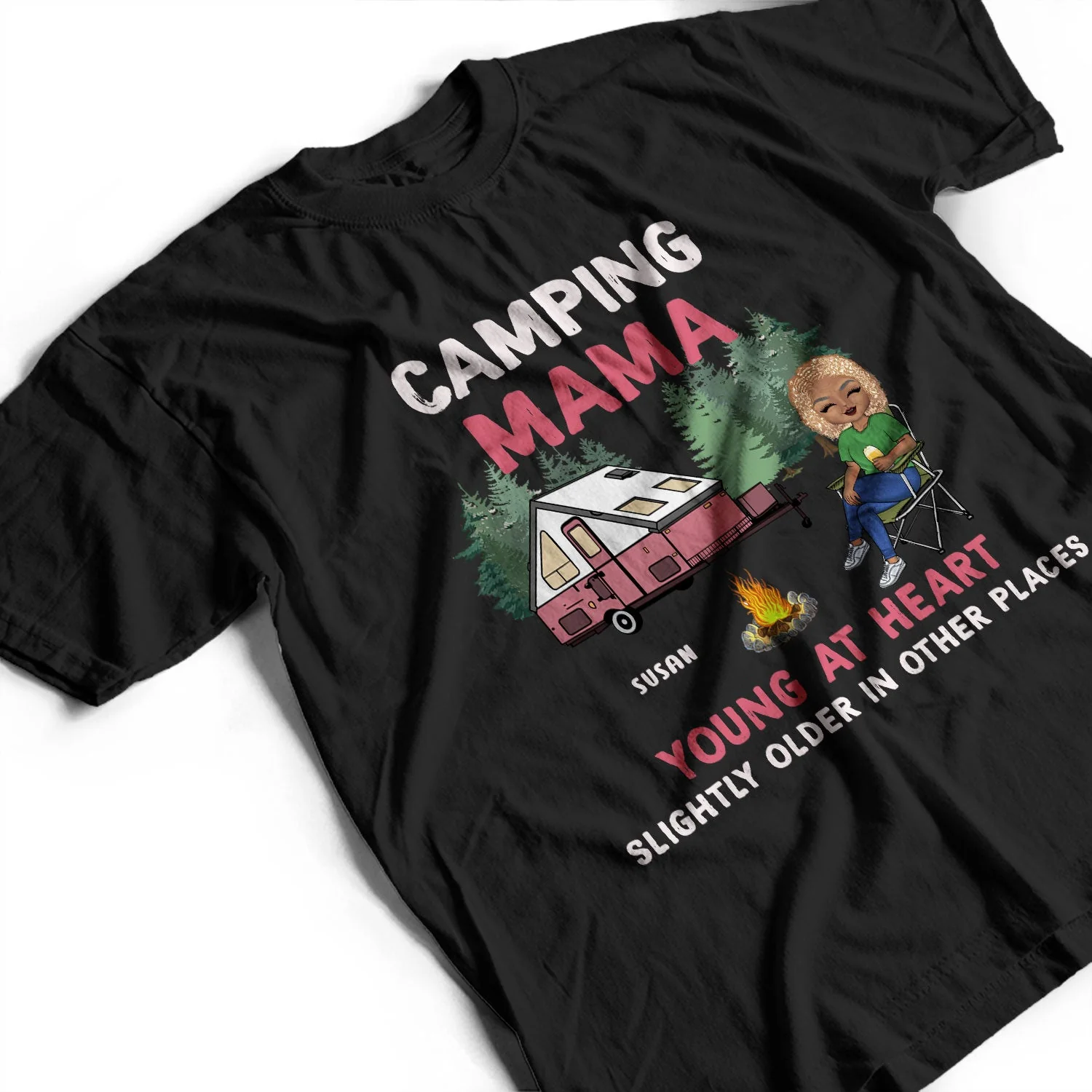 Camping Grandma Young At Heart - Gift For Camping Lovers - Personalized Custom T Shirt - Image 3