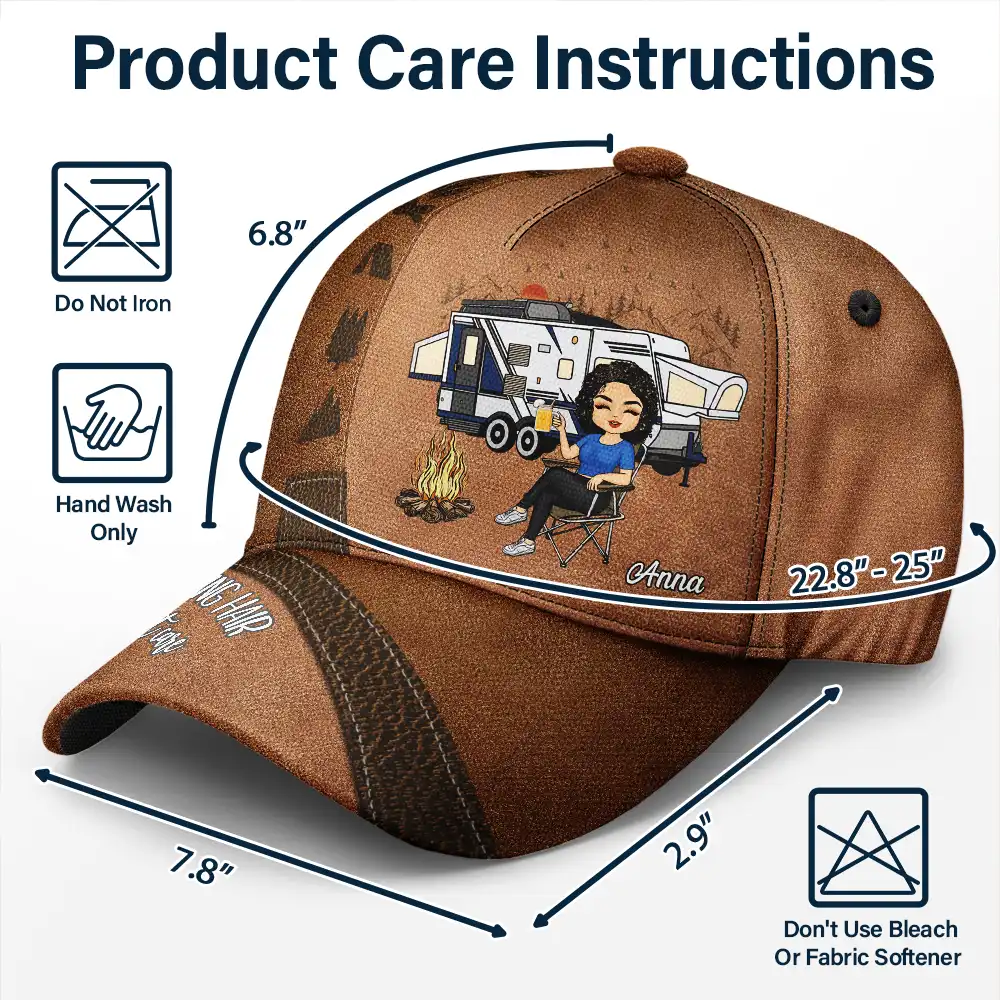 Camping Hair Don't Care - Personalized Classic Cap - Image 6
