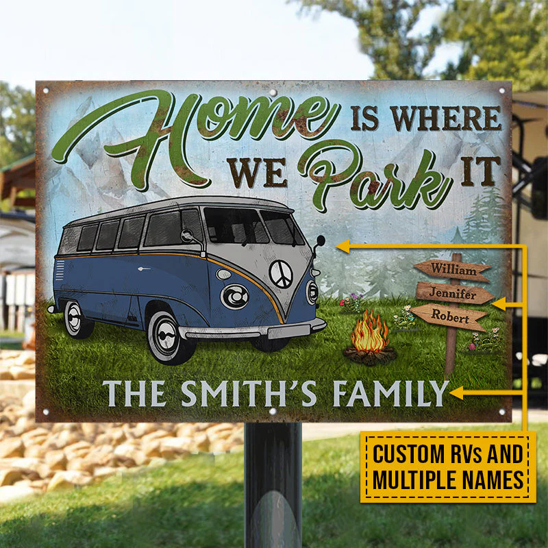 Camping Home Is Where We Park It Custom Classic Metal Signs - Image 3